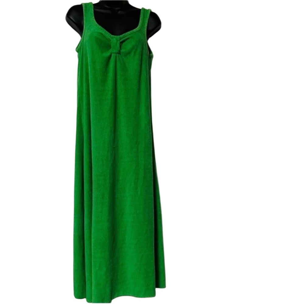 Vintage Green Maxi Dress with Bow Detail